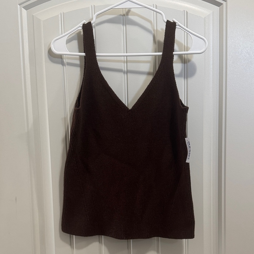 Old Navy Dark Brown V-Neck Knit Tank Top